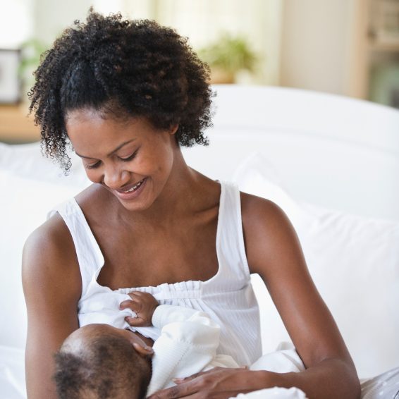 Mother holding baby boy